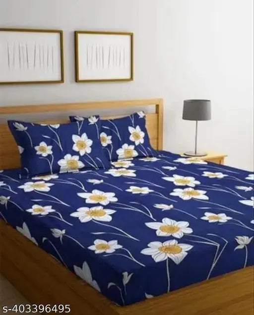 Glace-Cotton Bedsheet For Double Bed With Pillow Cover