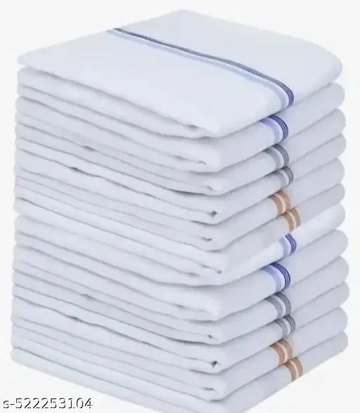 Trendy White Men Hanky Pack of 6 / Men Cotton Hanky & Rumal (White)
