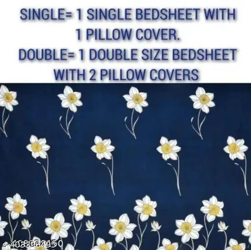 Glace-Cotton Bedsheet For Double Bed With Pillow Cover